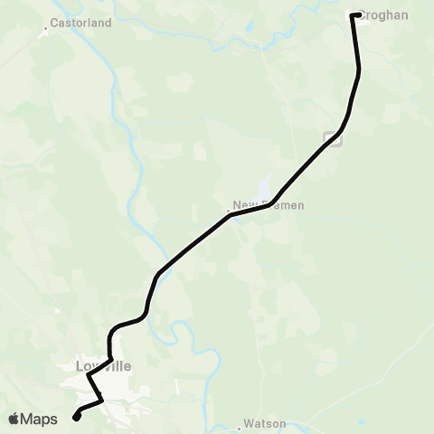 Lewis County Transit Lowville - Croghan - Harrisville (Black) map