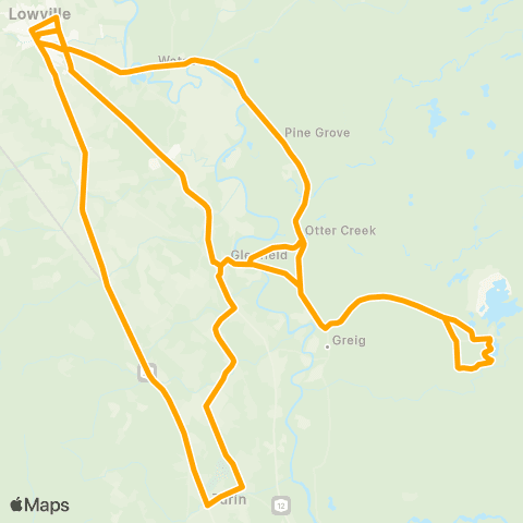 Lewis County Transit Lowville - Watson (Orange) map