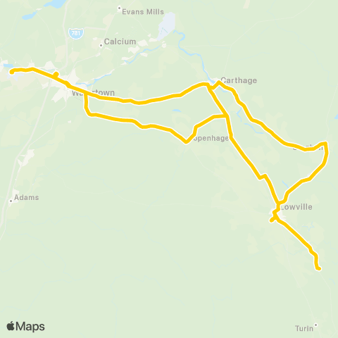 Lewis County Transit Port Leyden - Lowville - Watertown map