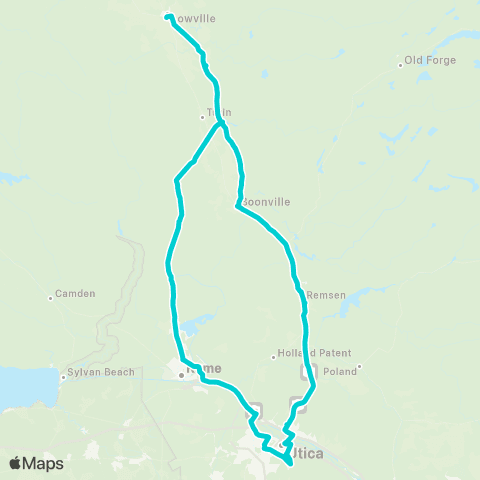 Lewis County Transit Lowville - Utica Connector map