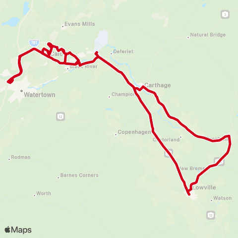 Lewis County Transit Fort Drum Circuit map