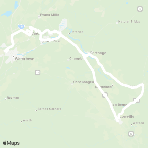 Lewis County Transit Fort Drum Circuit map