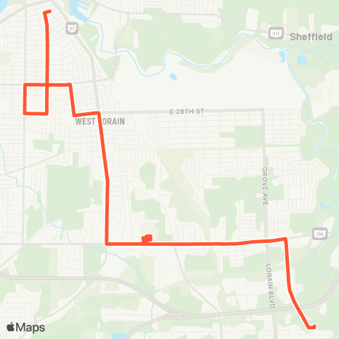 Lorain County Transit Lorain / Elyria via Washington map
