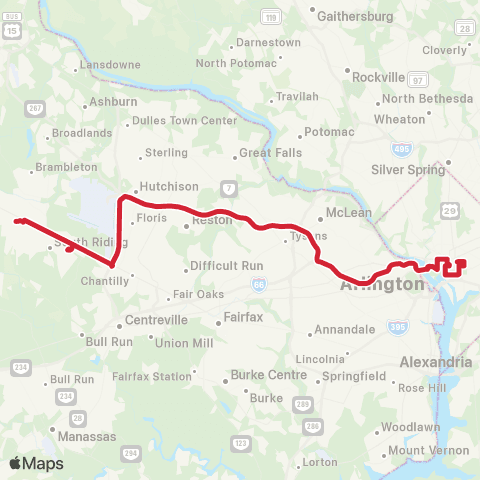 Loudoun County Transit DC All Stops via East Gate map