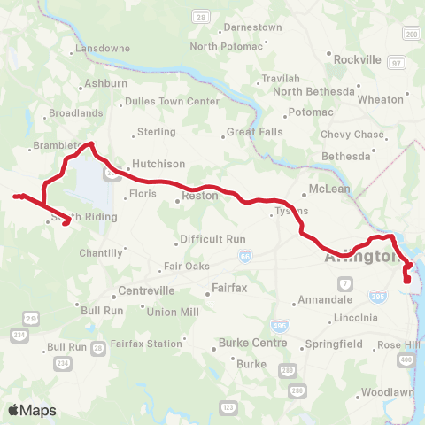 Loudoun County Transit East Gate via Dulles South map