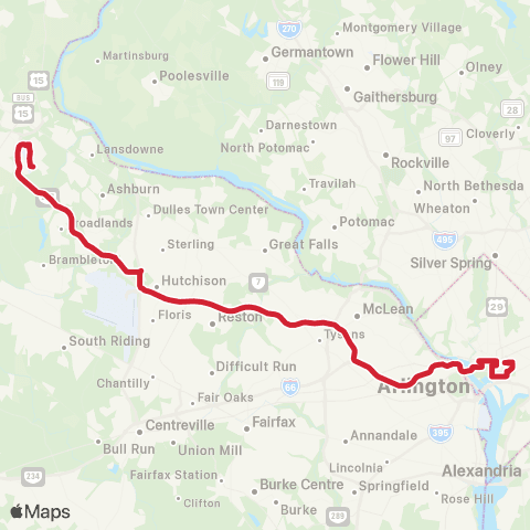 Loudoun County Transit Leesburg via Loudoun Gateway map