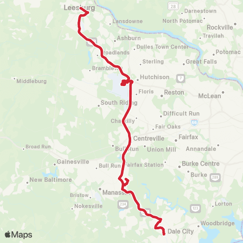 Loudoun County Transit Dale City to Loudoun map
