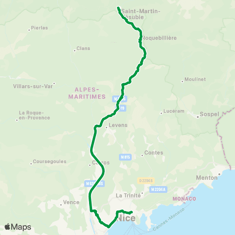 Lignes d'Azur Vauban - St Martin Vésubie map