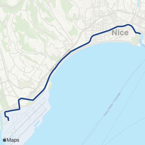 Lignes d'Azur Port Lympia - Aéroport Terminal 2 map