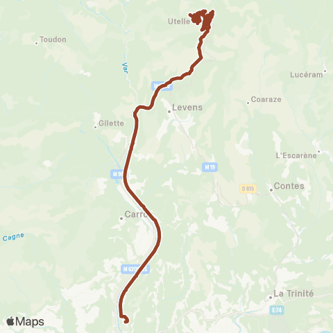 Lignes d'Azur Lingostière - Utelle map