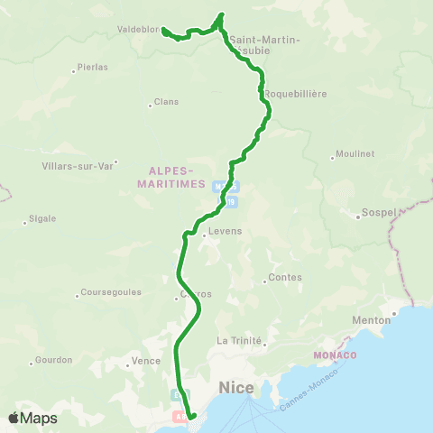Lignes d'Azur Saint-Martin Vésubie - Grand Arénas map