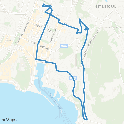 Lignes d'Azur Vauban (par Boul. Mont-Boron) - Vauban (par Boul. Carnot) map