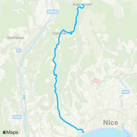 Lignes d'Azur Magnan - Fort Casal Colomars - Aspremont village map