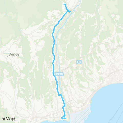 Lignes d'Azur Ctre comm. CAP 3000 - Médiathèque (par Pont des Pugets Ou Chemin de la Digue) map