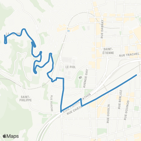 Lignes d'Azur Corniche Bellevue - Gare Thiers map