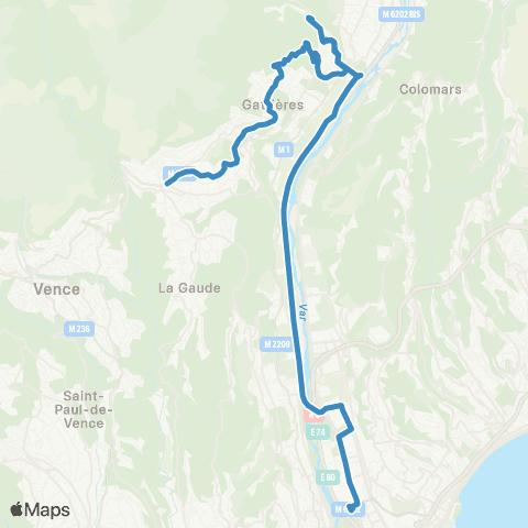 Lignes d'Azur Carros Pagnol - le Peyron - CADAM / Ctre administratif map