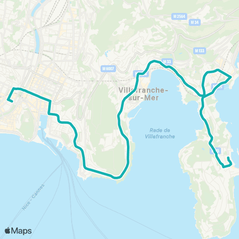 Lignes d'Azur Port de Saint-Jean - Lycée Masséna map