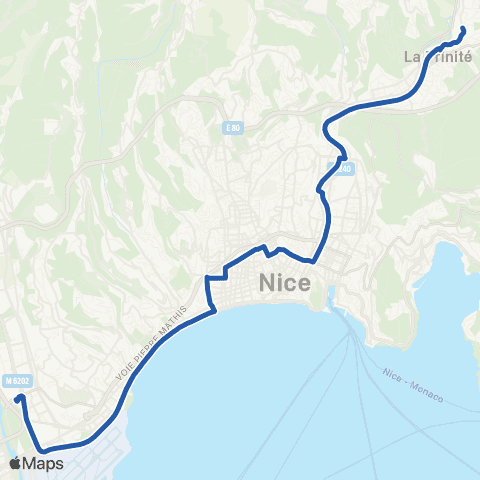 Lignes d'Azur CADAM Est map