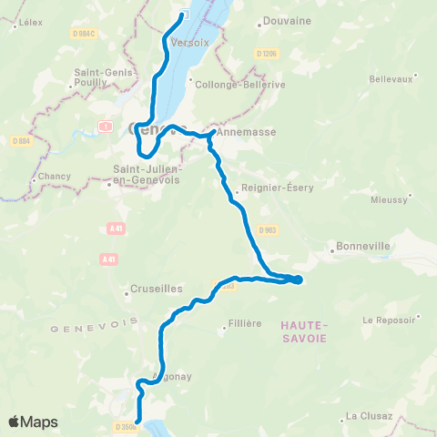 Léman Express Annecy - La Roche-s/-Foron - Annemasse - Genève - Coppet map