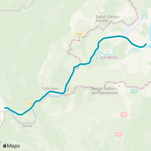 Léman Express Bellegarde - Genève map
