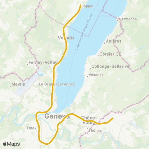 Léman Express Annemasse - Genève - Coppet map