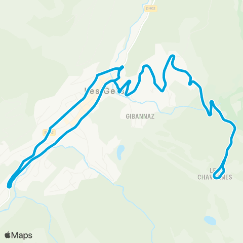 Les Gets Bus Centre - Les Folliets - Pk. Perrières map