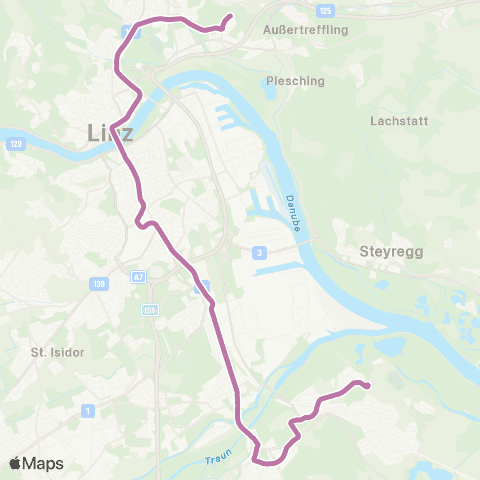 Linz AG Linien Linz JKU | Universität - Linz solarCity map