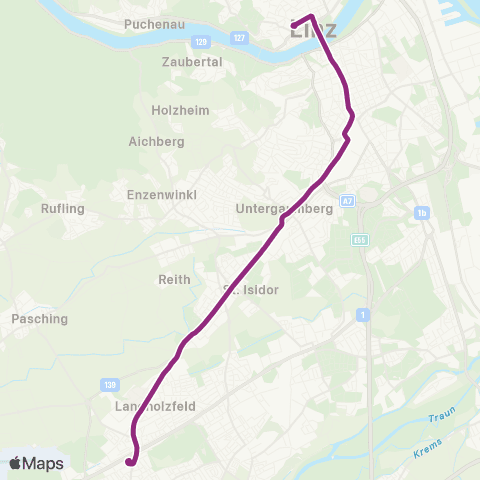 Linz AG Linien Landgutstraße - Trauner Kreuzung map