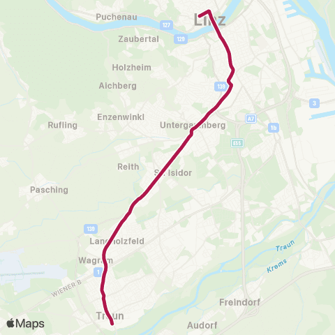 Linz AG Linien Landgutstraße - Trauner Kreuzung - Schloss Traun map