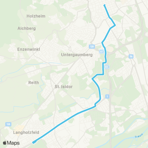 Linz AG Linien Linz Hessenplatz - Traun Stadtfriedhof Linz map