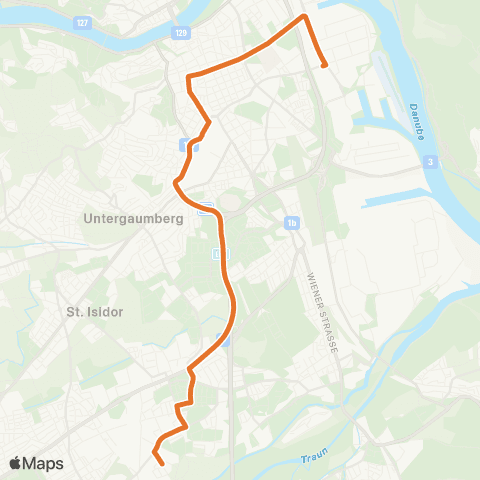 Linz AG Linien Linz Industriezeile - Linz Baintwiese map