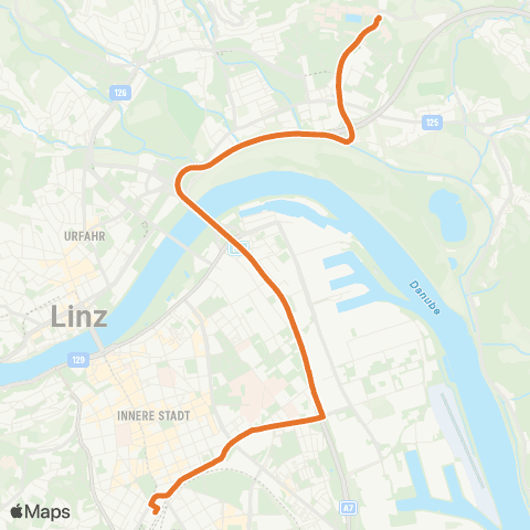 Linz AG Linien Linz Hauptbahnhof - Linz Universität map