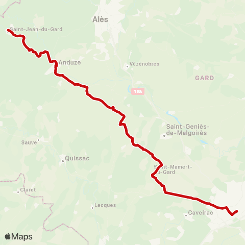 liO Saint-Jean du Gard - Nîmes map