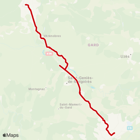 liO Ales - Nîmes map