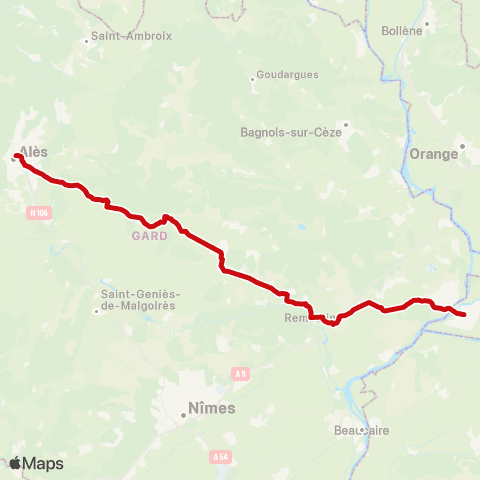 liO Ales - Avignon map