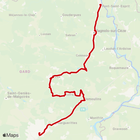 liO Pont Saint-Esprit - Nîmes map