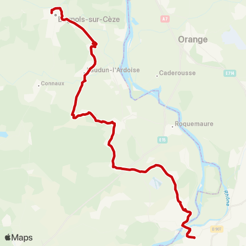 liO Bagnols sur Ceze - Avignon map