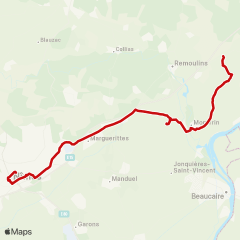 liO Estezargues - Nîmes map