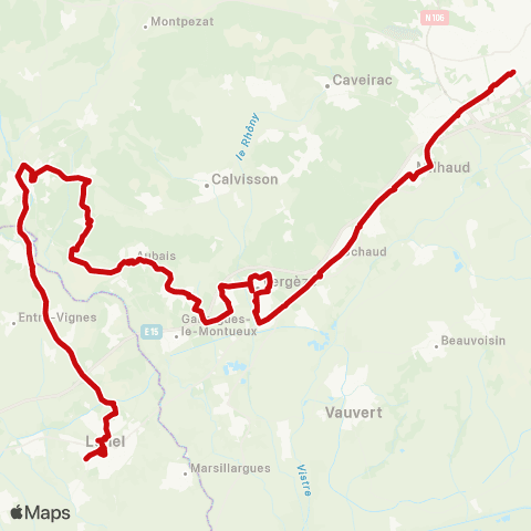 liO Lunel - Sommieres - Nîmes map