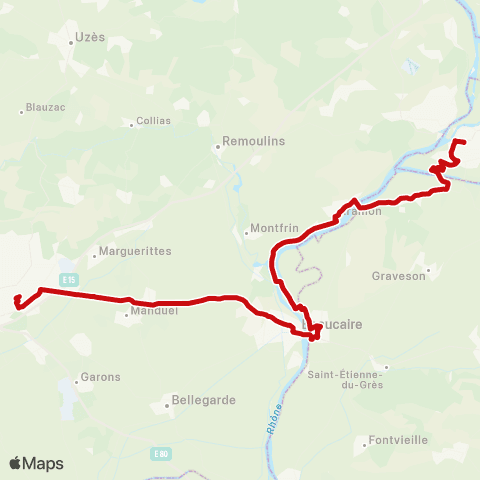 liO Nîmes - Avignon map