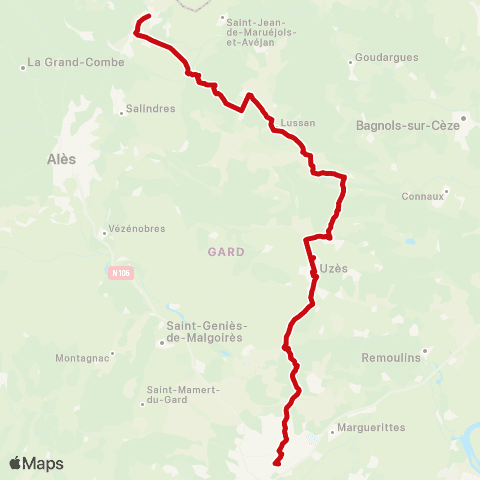 liO Saint-Ambroix - Nîmes map