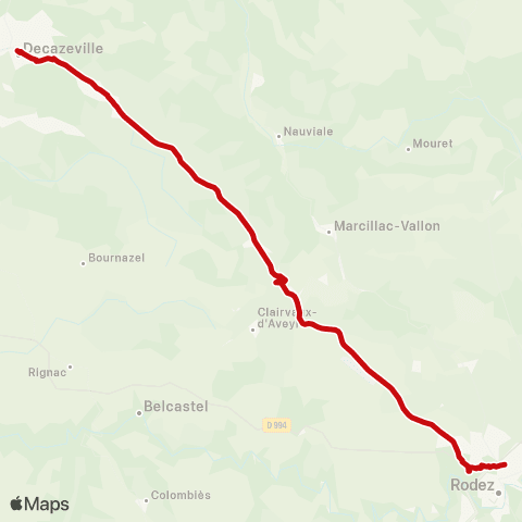 liO Decazeville - Rodez map