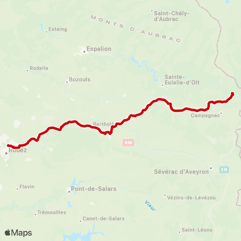 liO Saint Geniez d'Olt - Rodez map