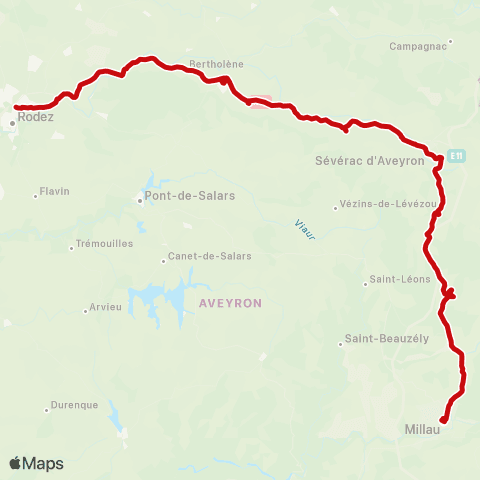 liO Millau - Rodez map