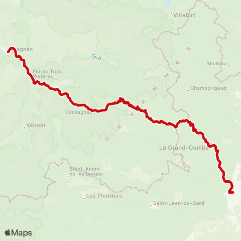 liO Mende - Florac - Ales map