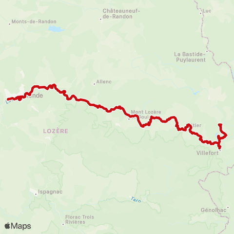 liO Mende - Villefort - Garde Guerin map