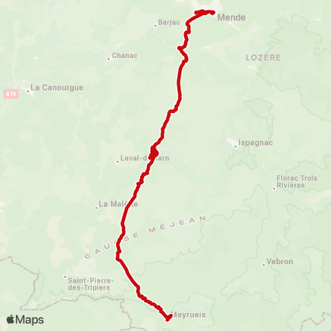 liO Mende - Ste Enimie - Meyrueis map