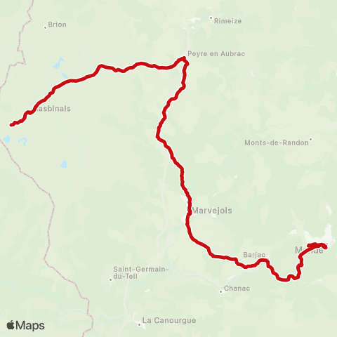 liO Mende - Marvejols - Nasbinals map