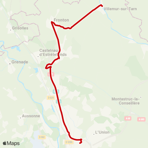 liO Villemur s/ Tarn - Eurocentre - Toulouse Borderouge (M) map