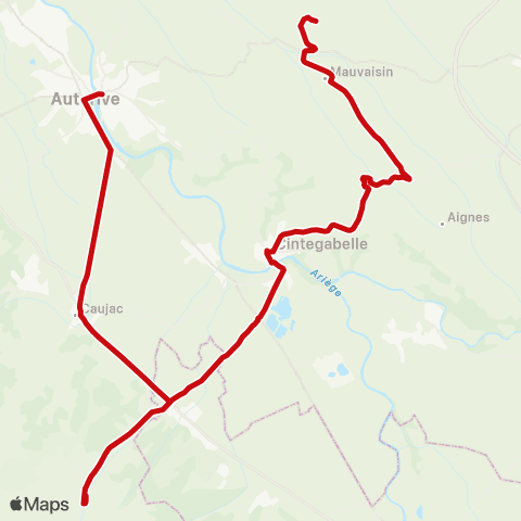 liO Daujas - Gaillac-Toulza - Auterive map